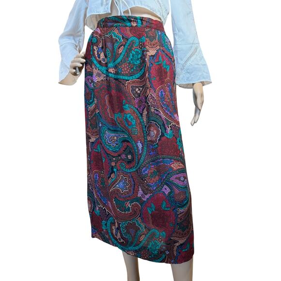 Vintage Diane von Furstenberg DVF Midi Skirt SZ 16 Paisley Fairy Dark Academia - Picture 2 of 14
